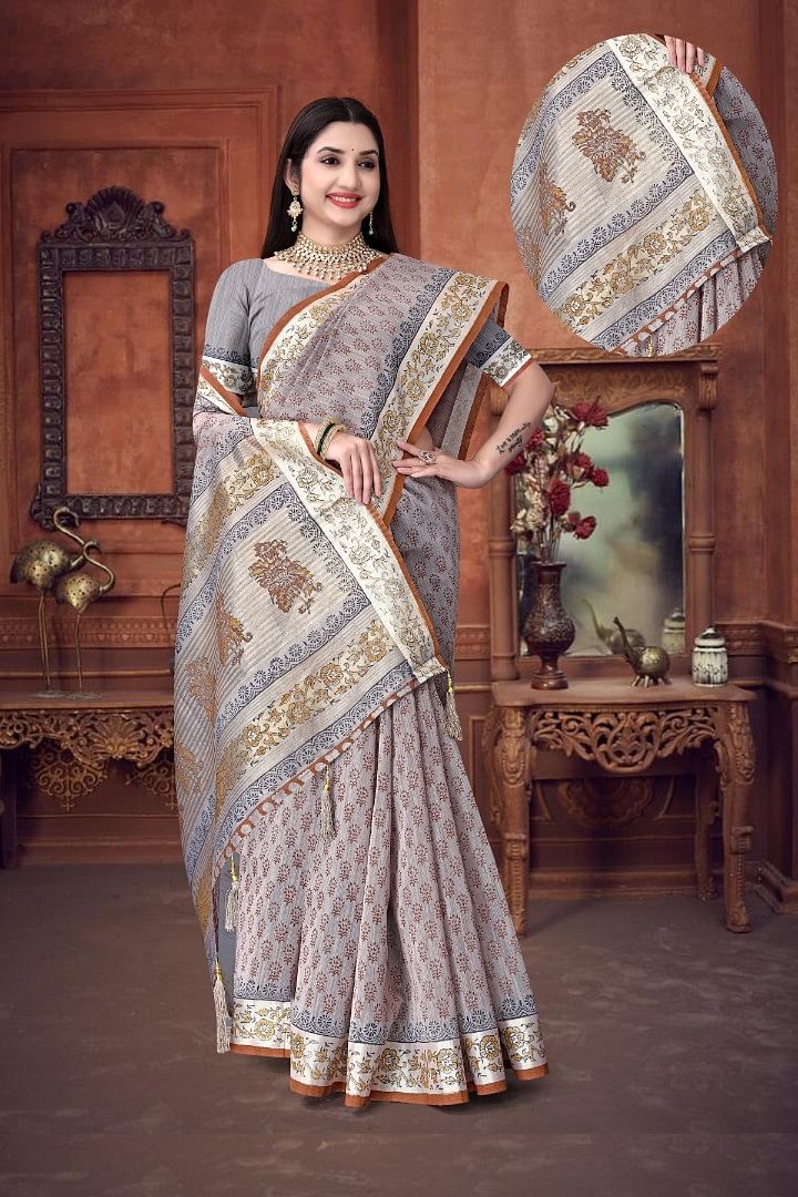 Authenzaa Women Saree ASWS180 T.RUST 