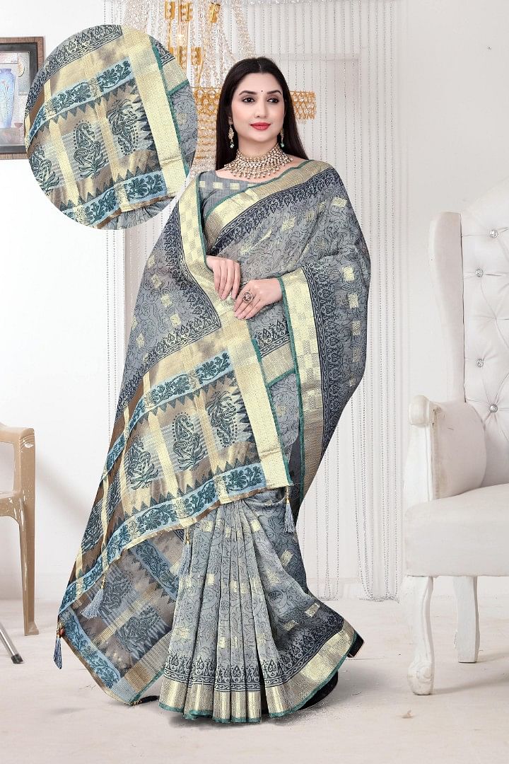 Authenzaa Women Saree ASWS182 C.GREEN 