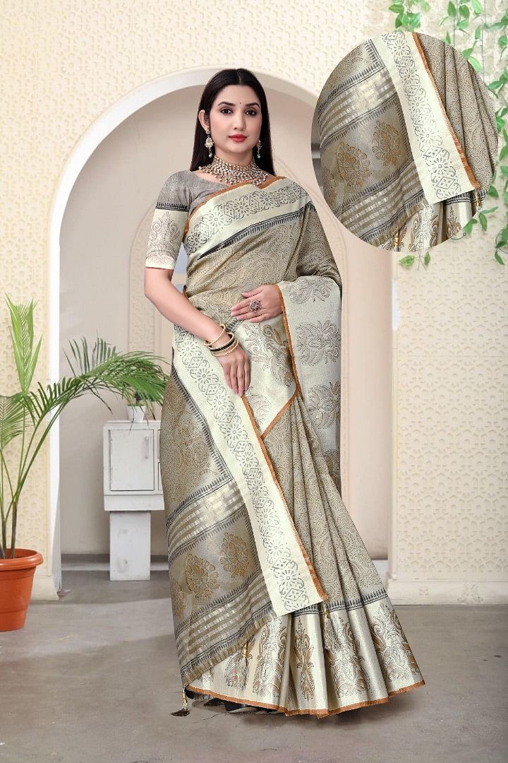 Authenzaa Women Saree ASWS183 MUSTARD 