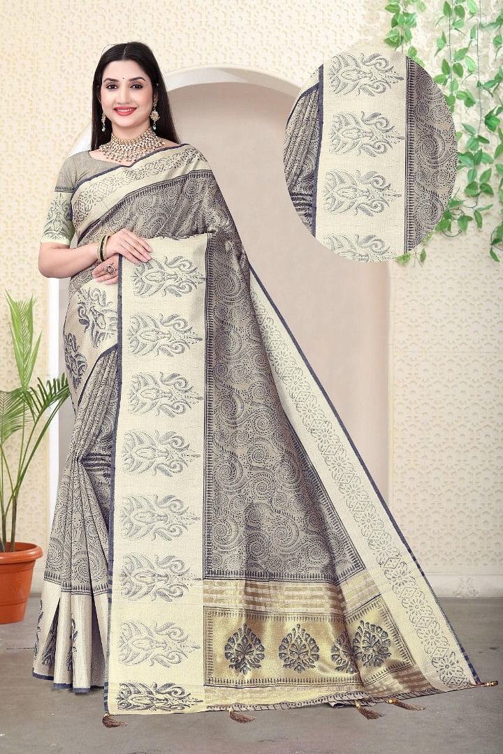 Authenzaa Women Saree ASWS183 BLACK 