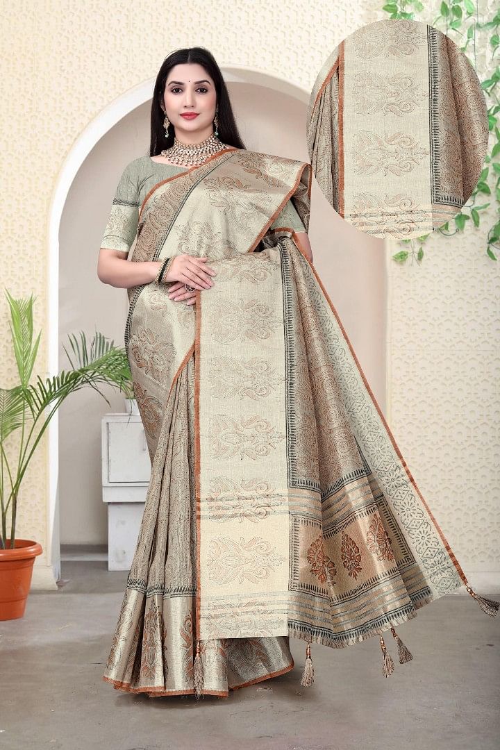 Authenzaa Women Saree ASWS183 RUST 