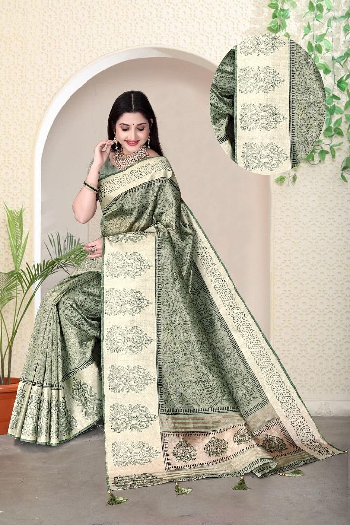 Authenzaa Women Saree ASWS183 NAVY 