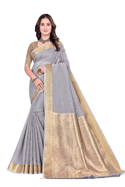 Authenzaa Women Saree YIWS052 GREY 