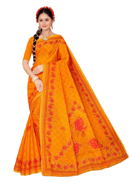 Authenzaa Women Saree ATWS001 Golden 