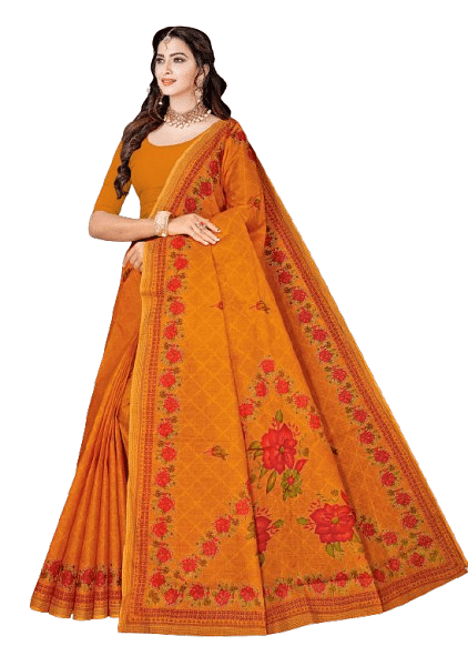 Authenzaa Women Saree ATWS001 Orange 
