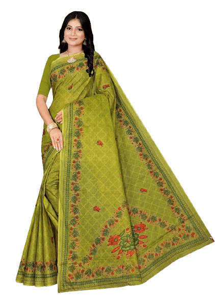 Authenzaa Women Saree ATWS001 Mehandi 