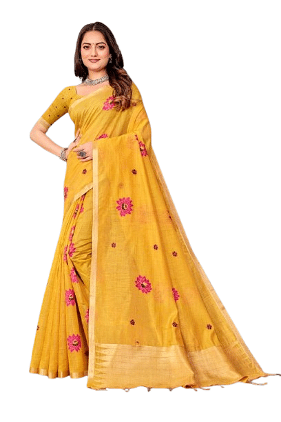 Authenzaa Women Saree YIWS056 GOLD 