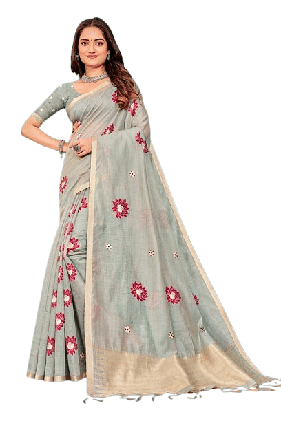 Authenzaa Women Saree YIWS056 GREY 