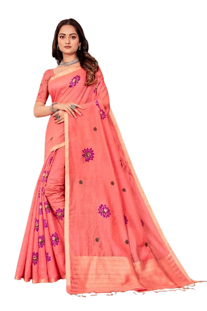 Authenzaa Women Saree YIWS056 Carrot