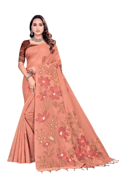 Authenzaa Women Saree YIWS057 Orange