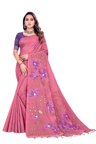 Authenzaa Women Saree YIWS057 Pink