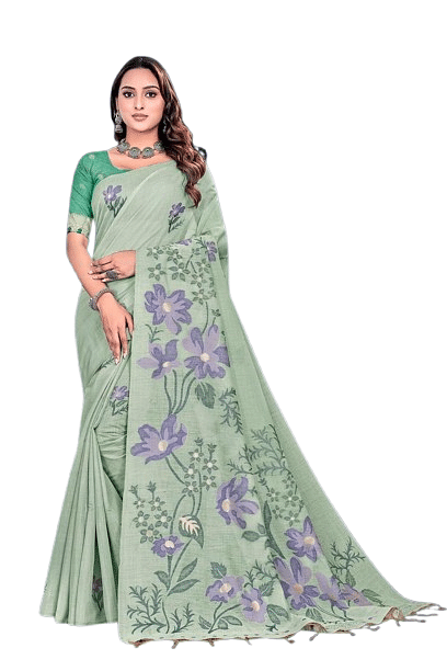 Authenzaa Women Saree YIWS057 Sea Green