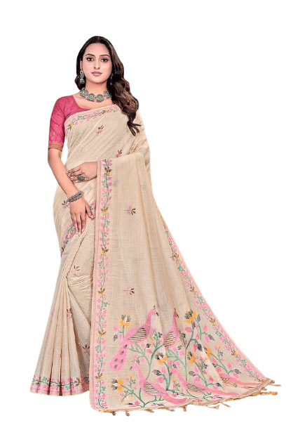 Authenzaa Women Saree YIWS058 Pink