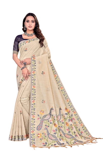 Authenzaa Women Saree YIWS058 Navy Blue