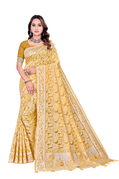 Authenzaa Women Saree YIWS059 Gold