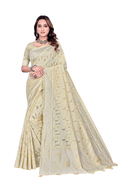 Authenzaa Women Saree YIWS059 Cream