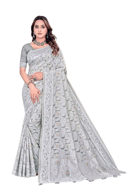 Authenzaa Women Saree YIWS059 Grey