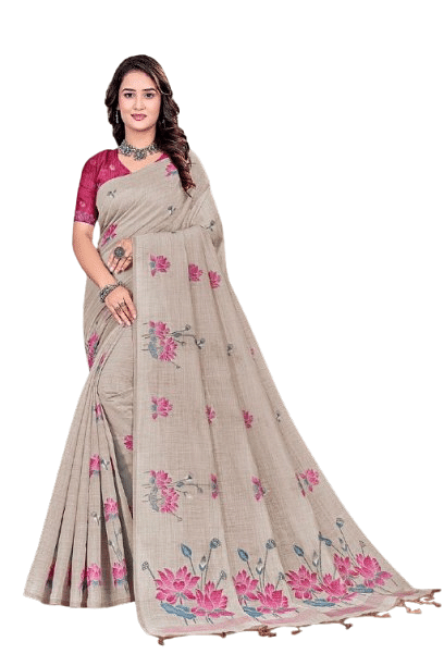 Authenzaa Women Saree YIWS060 Pink