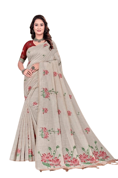Authenzaa Women Saree YIWS060 Red