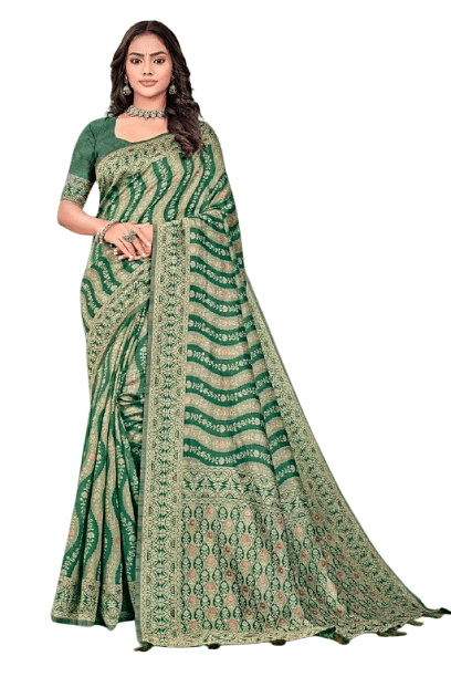 Authenzaa Women Saree YIWS061 Green