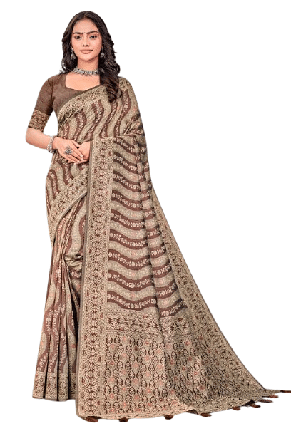 Authenzaa Women Saree YIWS061 Maroon