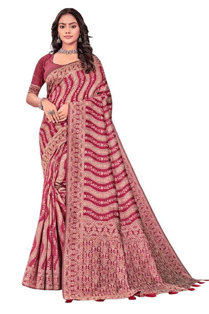 Authenzaa Women Saree YIWS061 Red