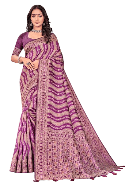 Authenzaa Women Saree YIWS061 Lavender 
