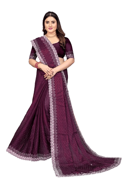 Authenzaa Women Saree ASWS137 Wine
