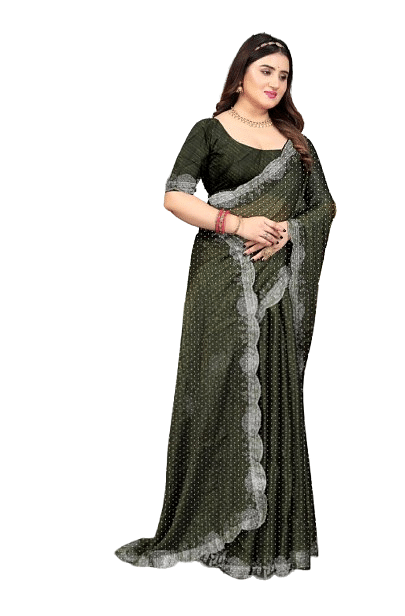 Authenzaa Women Saree ASWS139 Mehandi