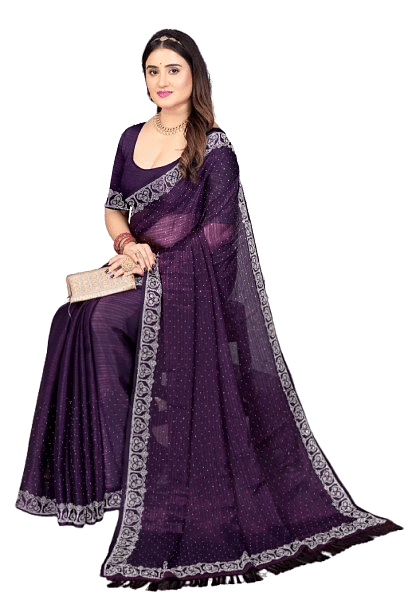 Authenzaa Women Saree ASWS140 Purple