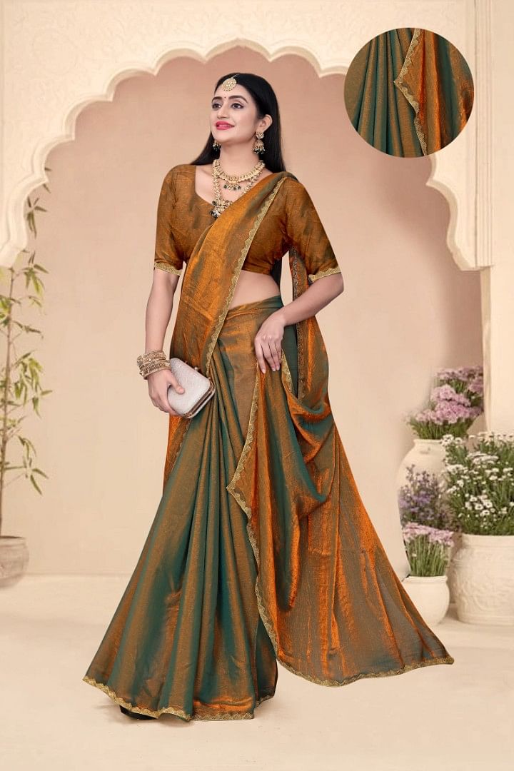 Authenzaa Women Saree ASWS161 Golden