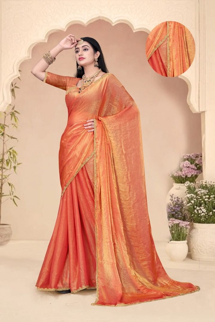 Authenzaa Women Saree ASWS161 Peach