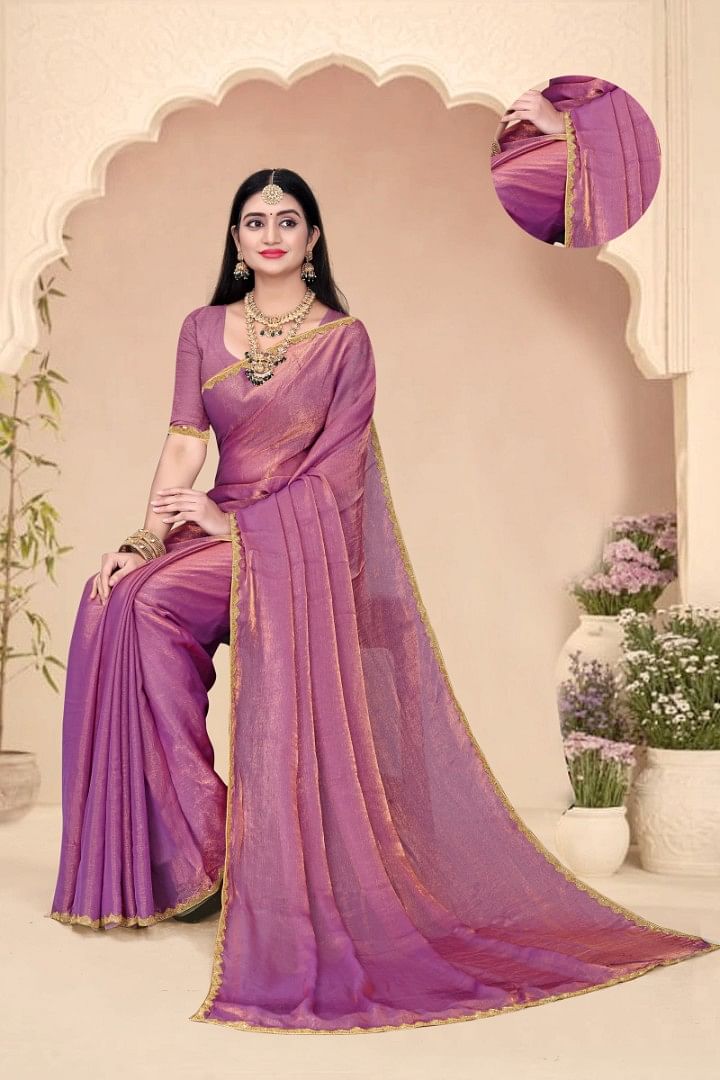 Authenzaa Women Saree ASWS161 Lavender