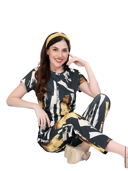 Authenzaa Women 2PC Nighty AC2N108 Multi