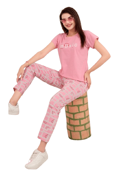 Authenzaa Women 2PC Nighty AC2N111 Pink