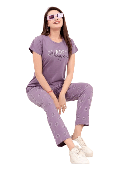 Authenzaa Women 2PC Nighty AC2N112 Lilac