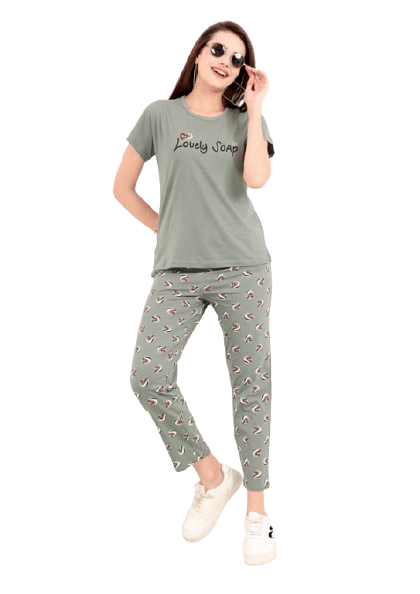 Authenzaa Women 2PC Nighty AC2N114 Grey