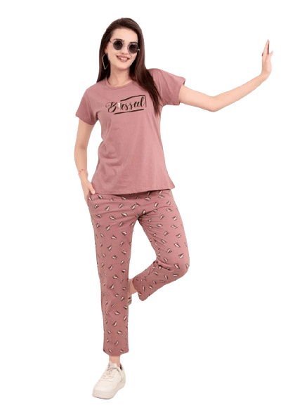 Authenzaa Women 2PC Nighty AC2N116 Peach
