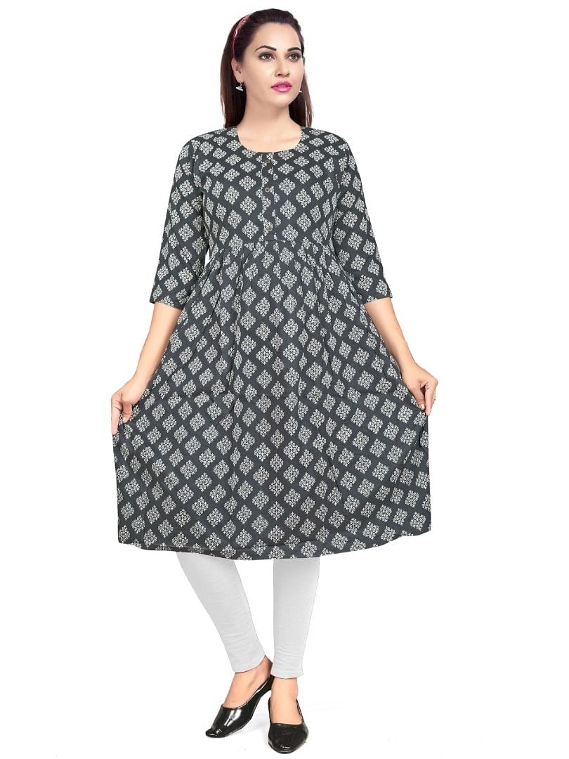 Authenzaa Women Kurti EVWKT031 Dark Grey 