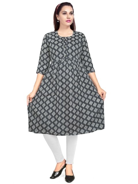 Authenzaa Women Kurti EVWKT031 Dark Grey 