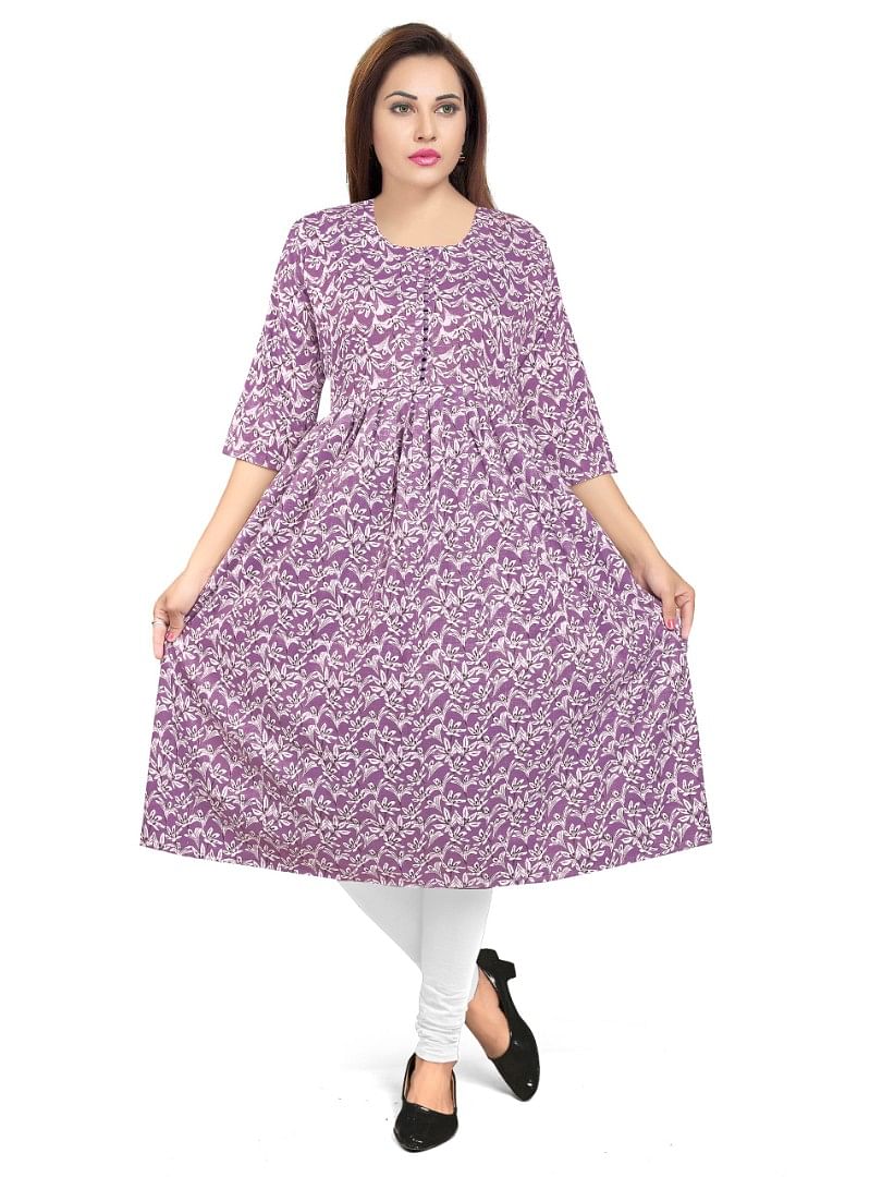 Authenzaa Women Kurti EVWKT034 Lavendor