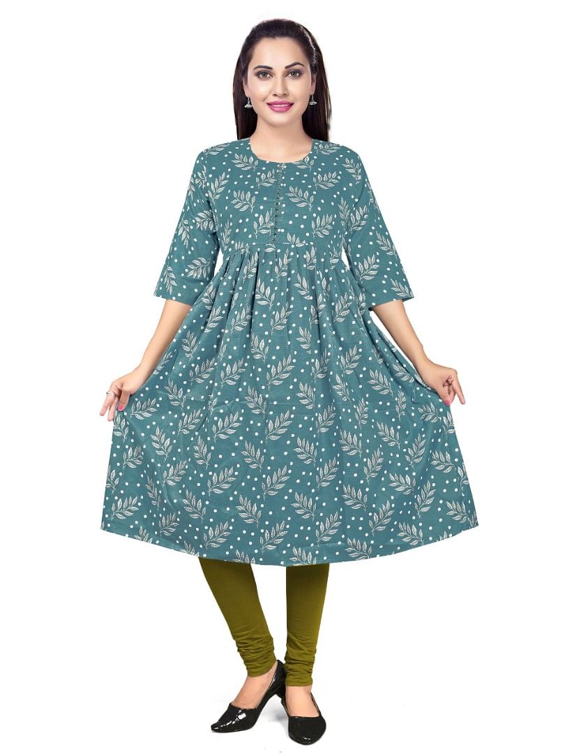 Authenzaa Women Kurti EVWKT035 Green