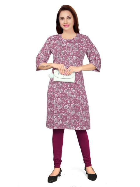 Authenzaa Women Kurti EVWKT036 Rose