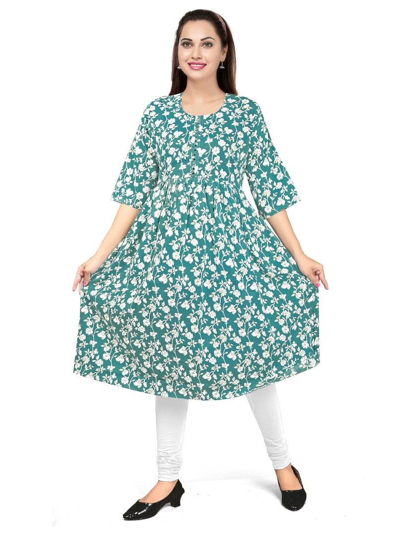 Authenzaa Women Kurti EVWKT037 Green