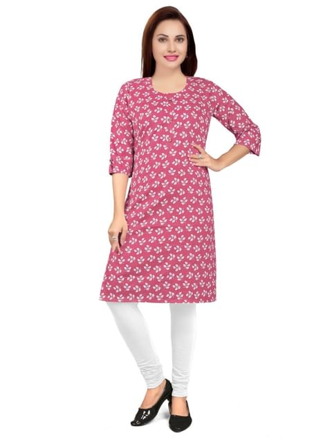 Authenzaa Women Kurti EVWKT038 Dark Rose