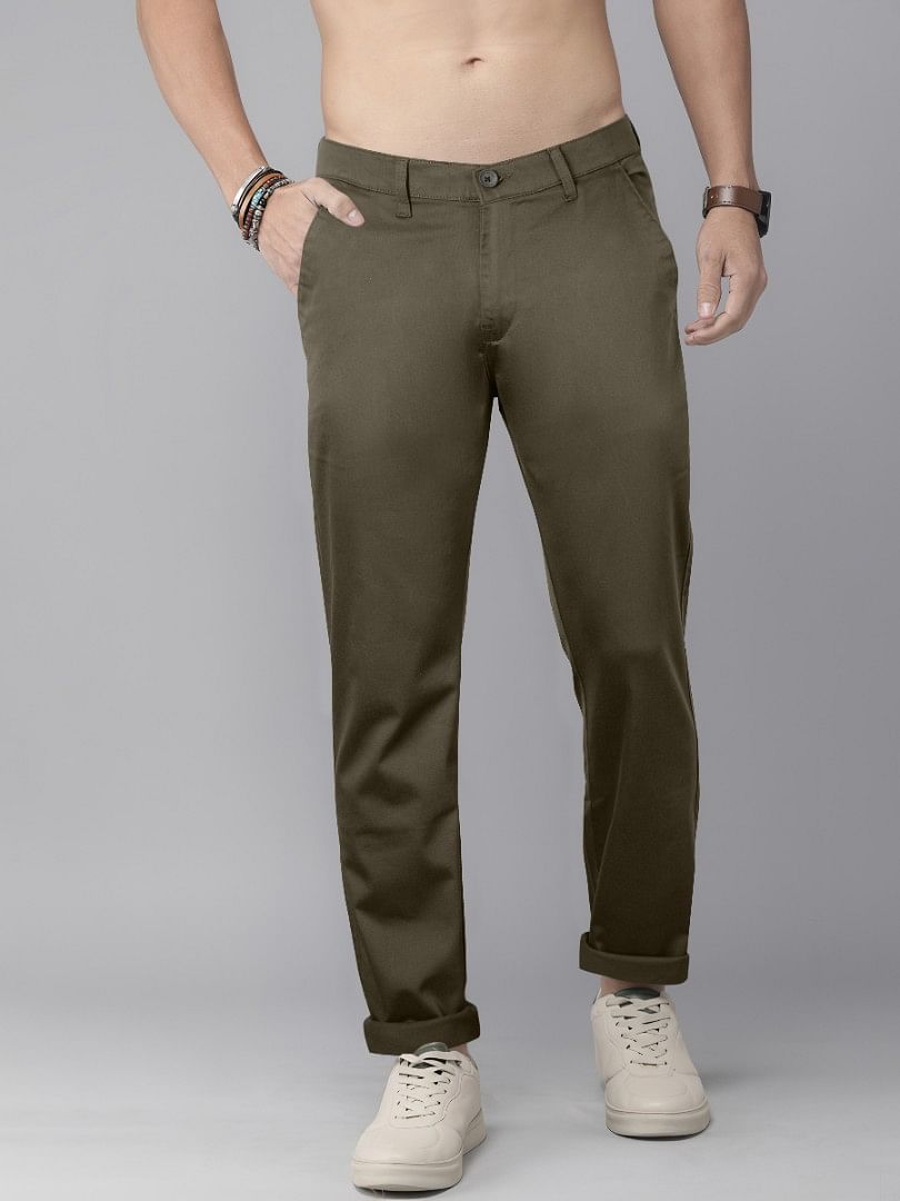 Authenzaa Men Casual Trouser CT4S043 Olive Green