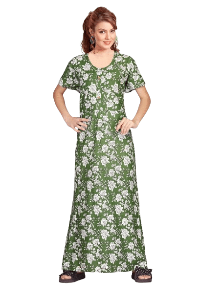 Authenzaa Women Nighty SMWN044 Olive