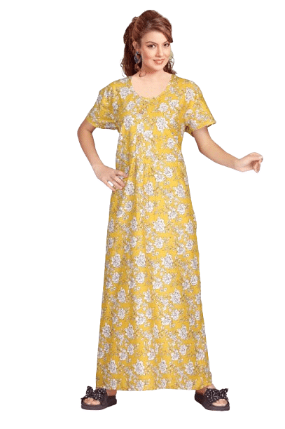 Authenzaa Women Nighty SMWN044 Yellow