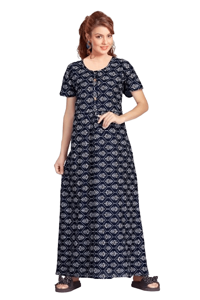 Authenzaa Women Nighty SMWN044 Navy
