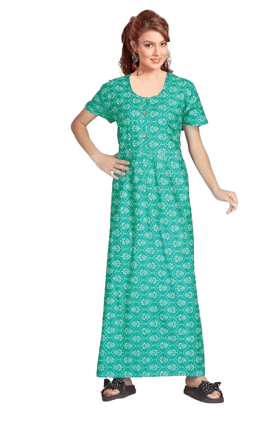 Authenzaa Women Nighty SMWN044 Aqua